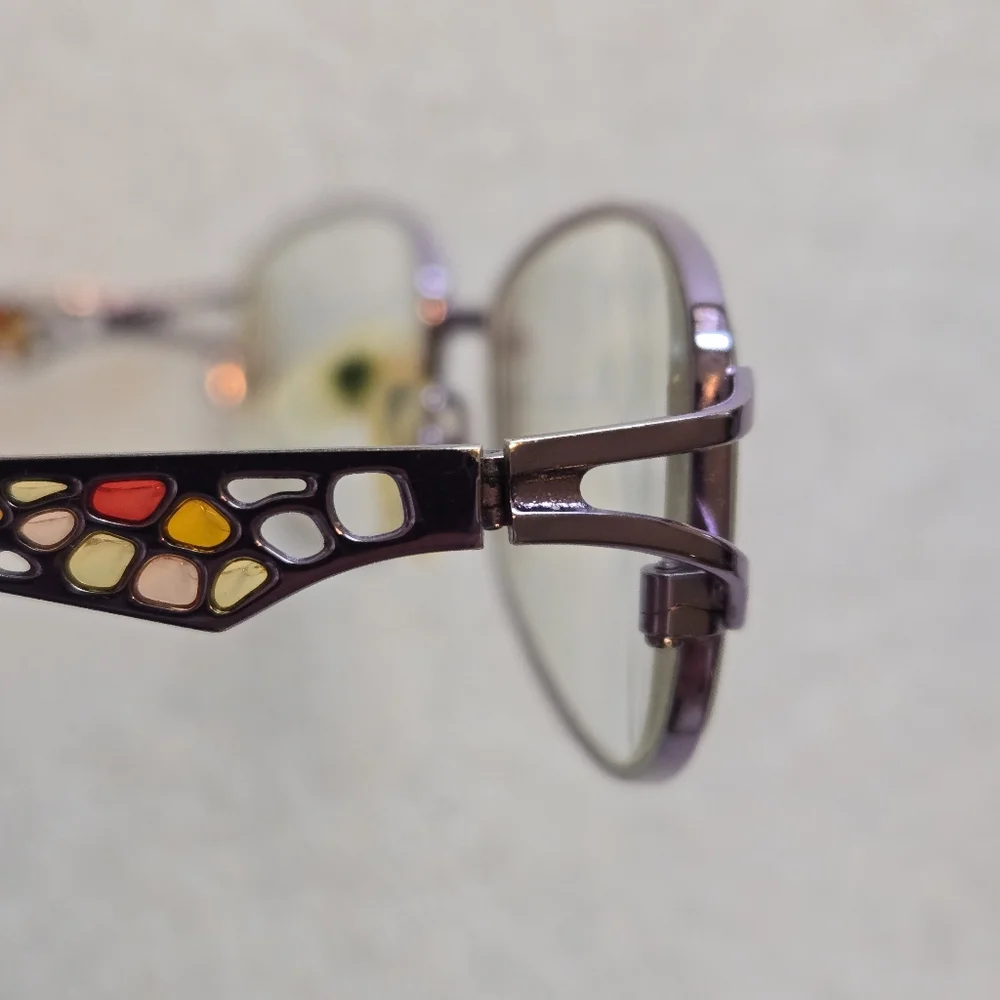 Stylish Women’s Purple Metal Eyeglass Frames with Decorarive Stones